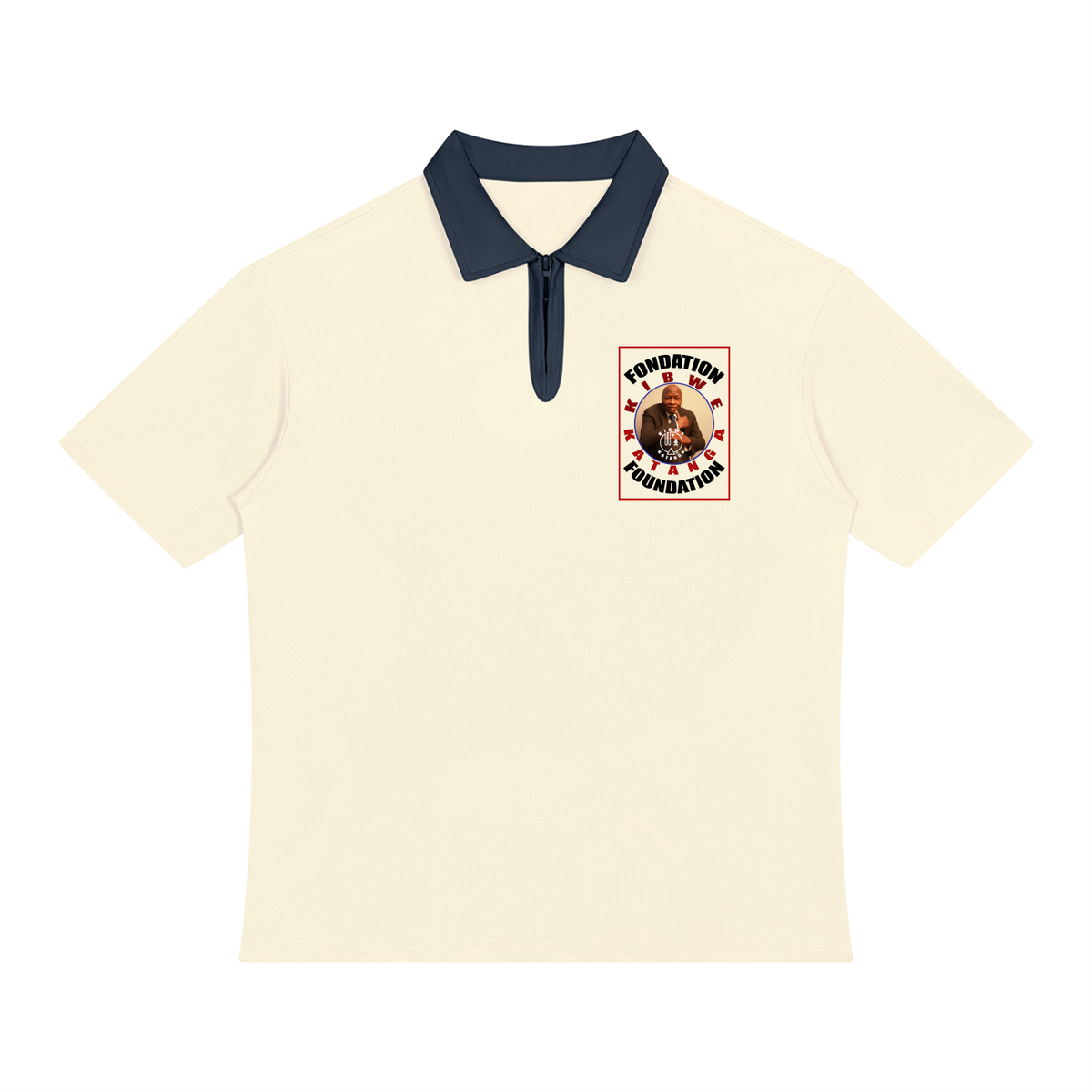 Unisex Color Block Quarter-Zip Polo Shirt