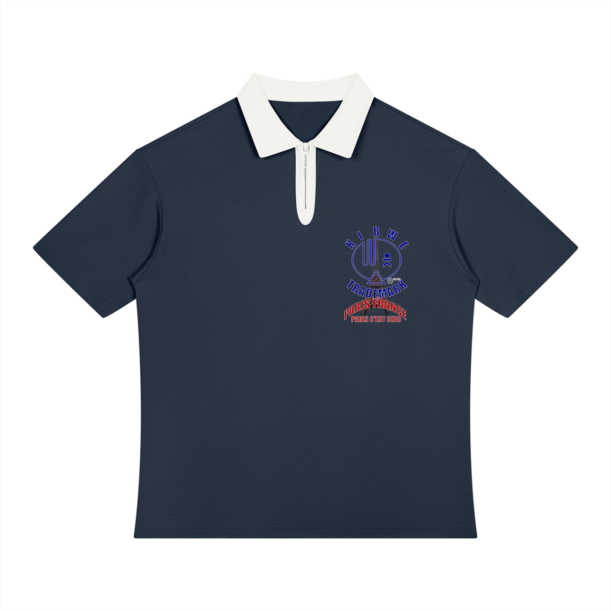 Unisex Color Block Quarter-Zip Polo Shirt