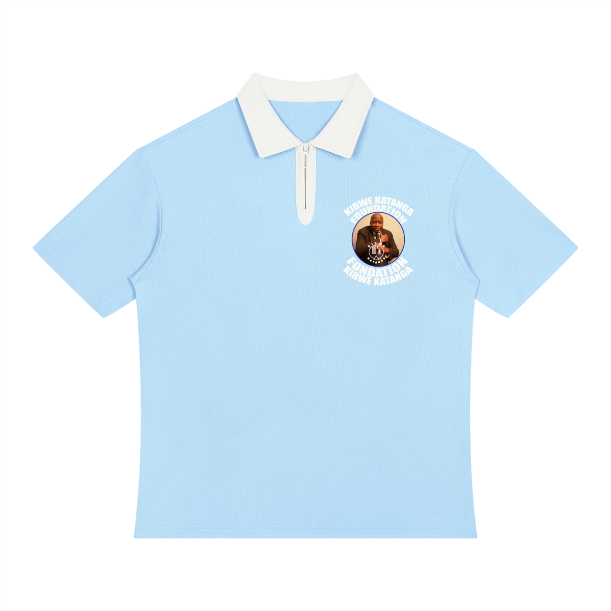Unisex Color Block Quarter-Zip Polo Shirt