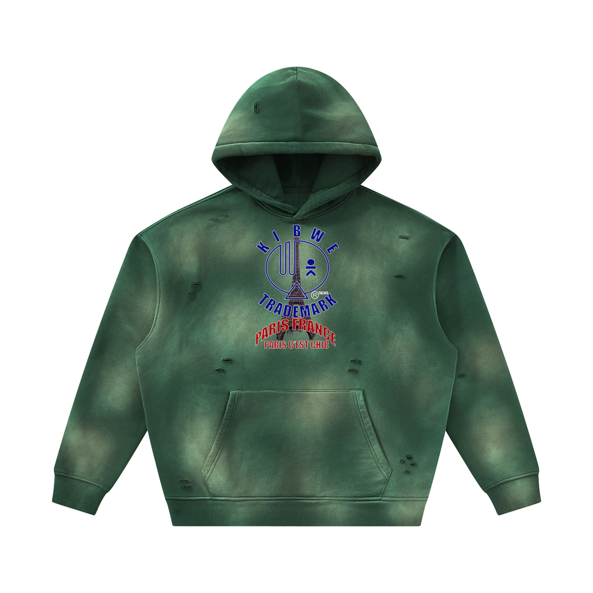 Unisex Sunfade Frayed Fleece Hoodie