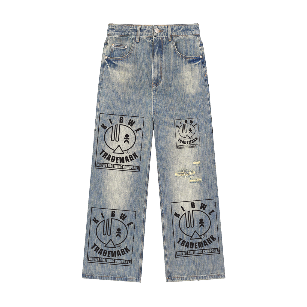 Vintage Wash Distressed Denim Jeans