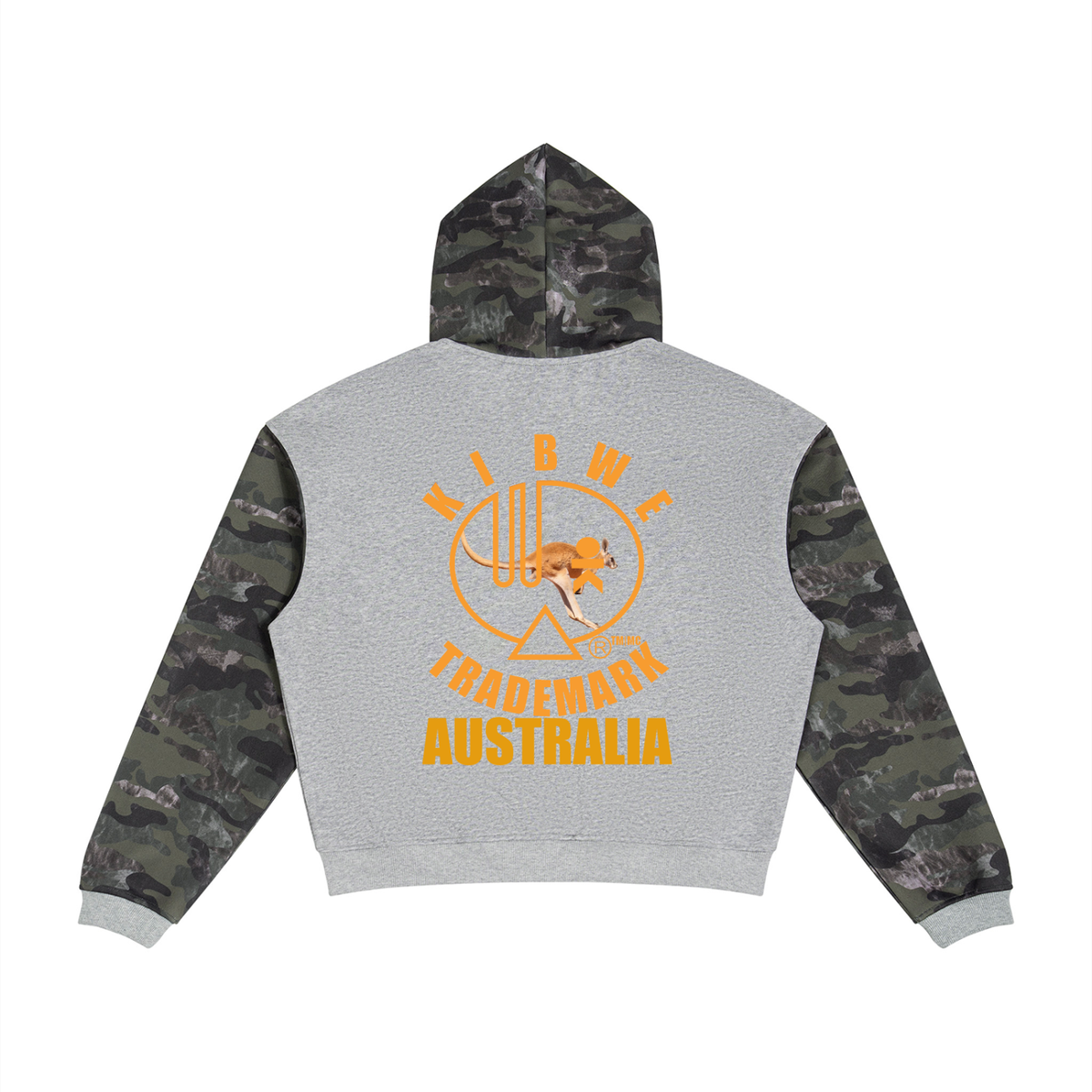 Unisex Colorblock Camo Full Zip Boxy Hoodie