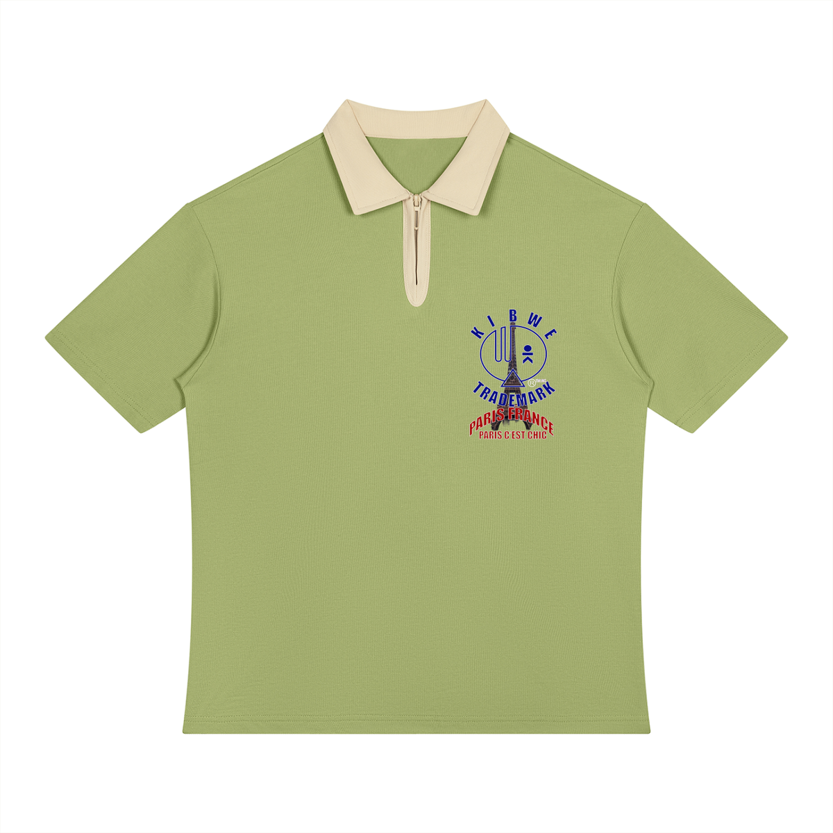 Unisex Color Block Quarter-Zip Polo Shirt