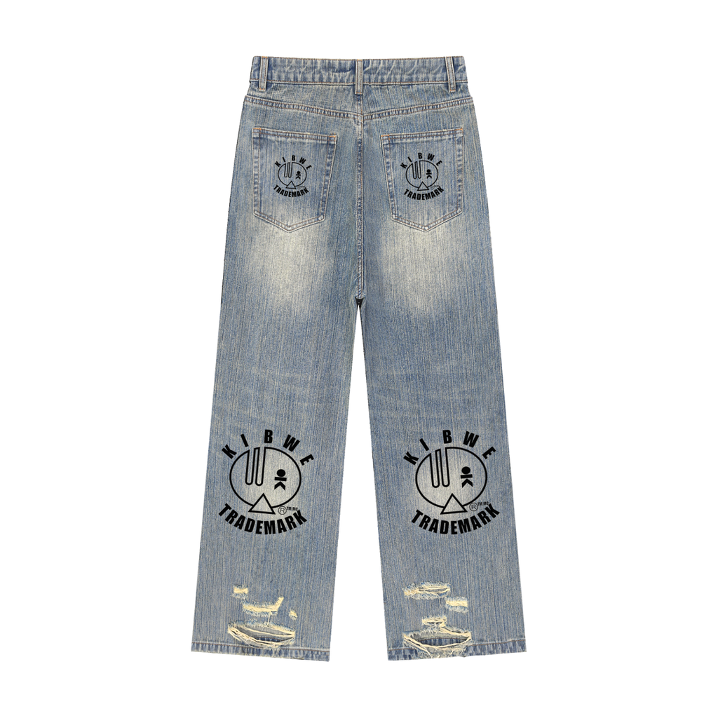 Vintage Wash Distressed Denim Jeans