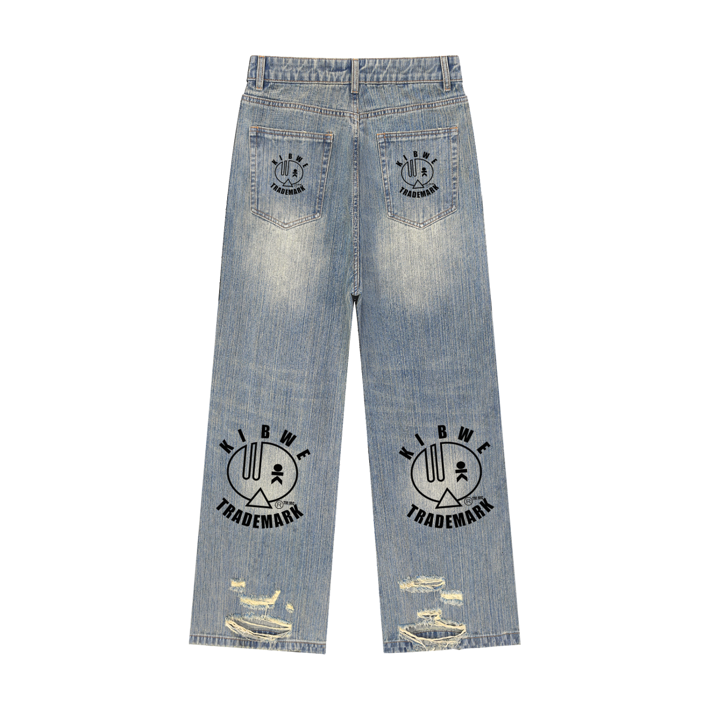 Vintage Wash Distressed Denim Jeans