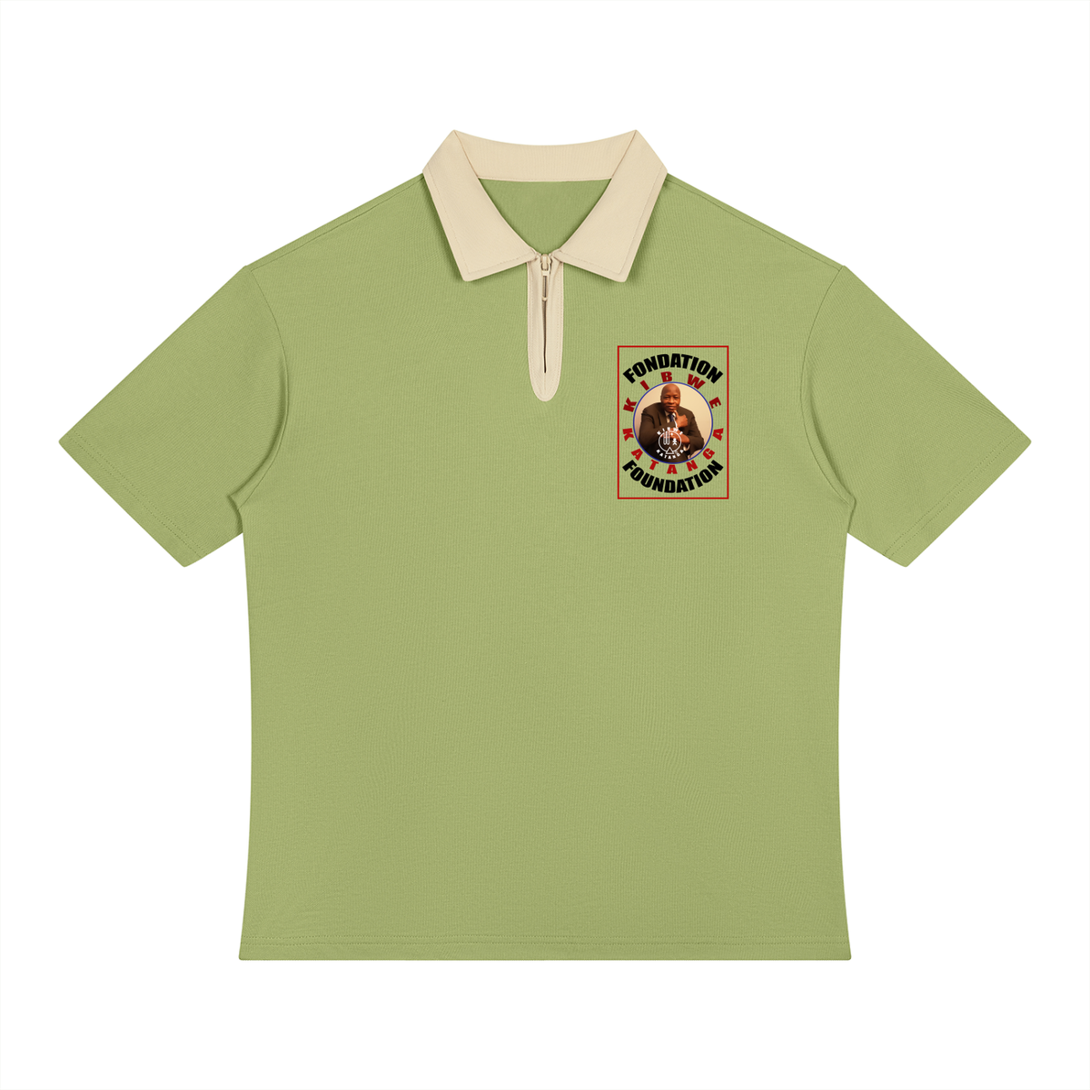 Unisex Color Block Quarter-Zip Polo Shirt