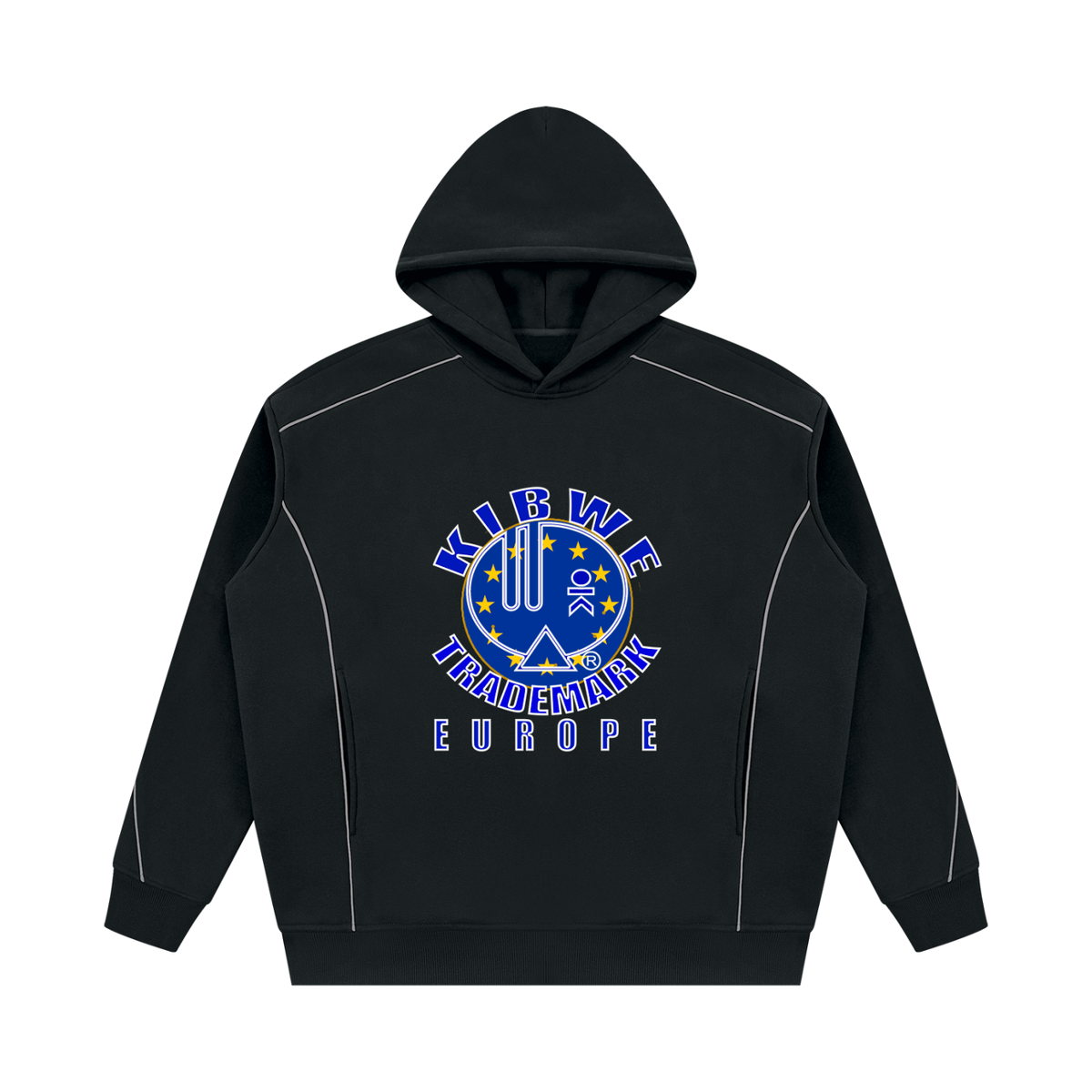 Unisex Oversized Piping Fleece Hoodie