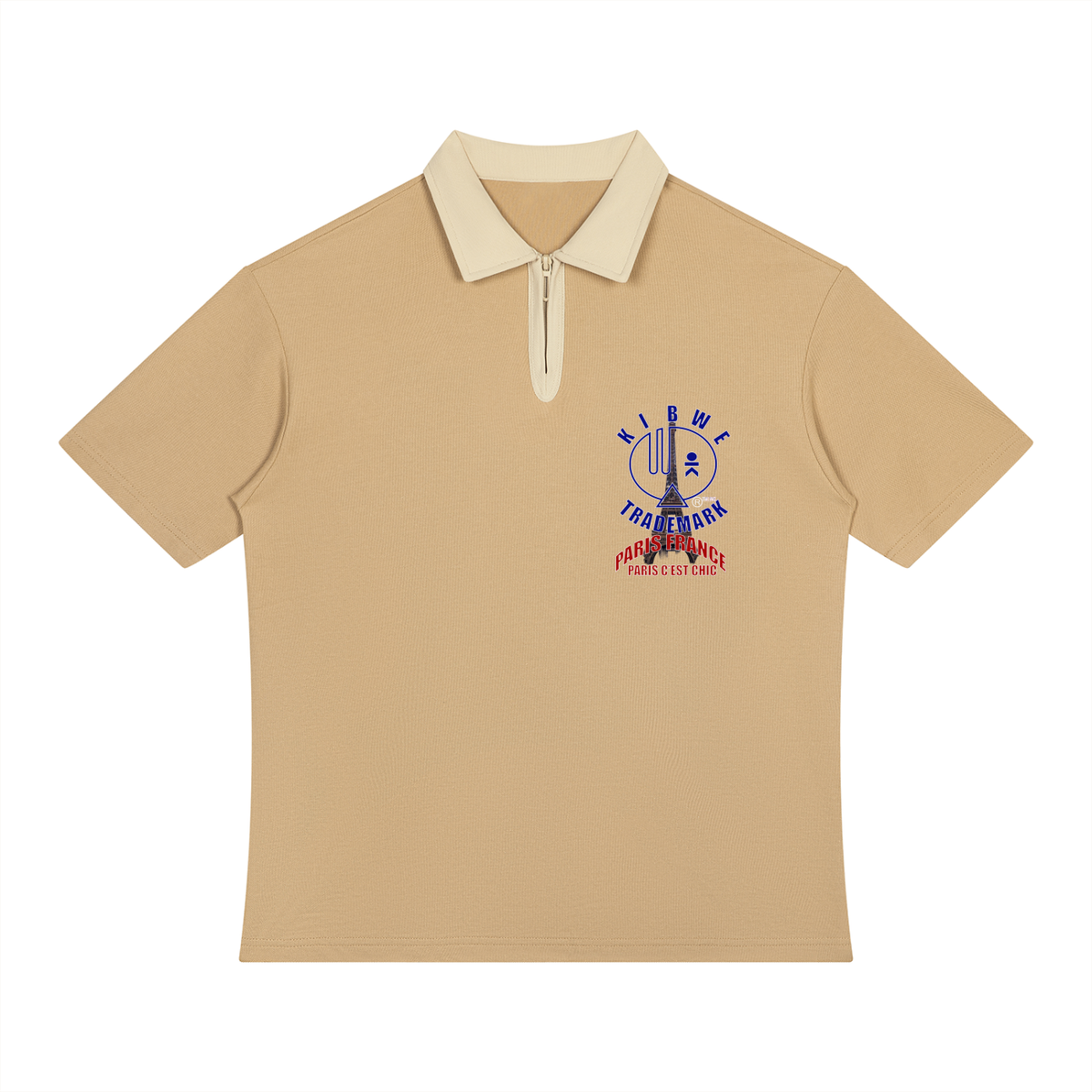 Unisex Color Block Quarter-Zip Polo Shirt