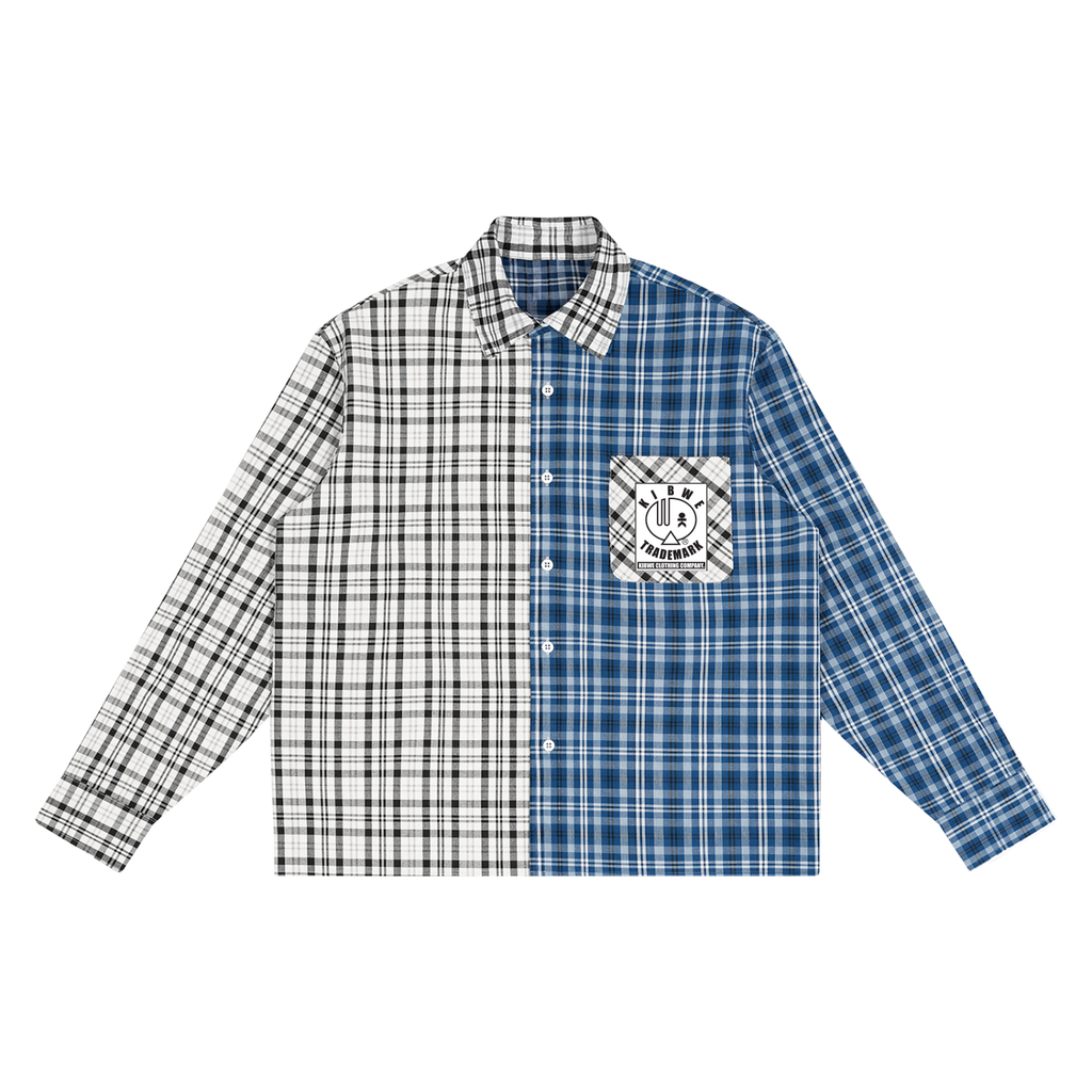 Unisex Oversized Plaid Color Block Shirt