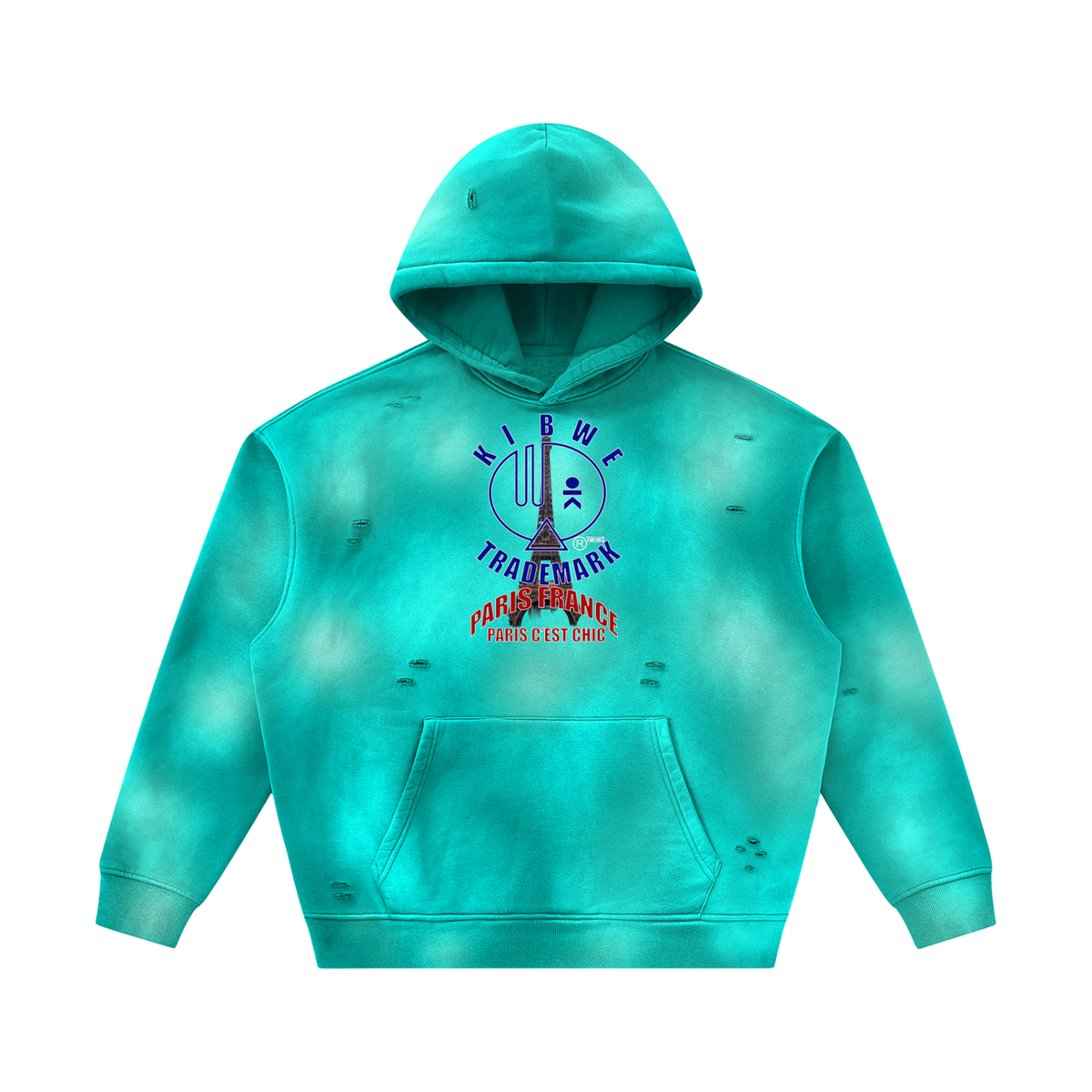 Unisex Sunfade Frayed Fleece Hoodie