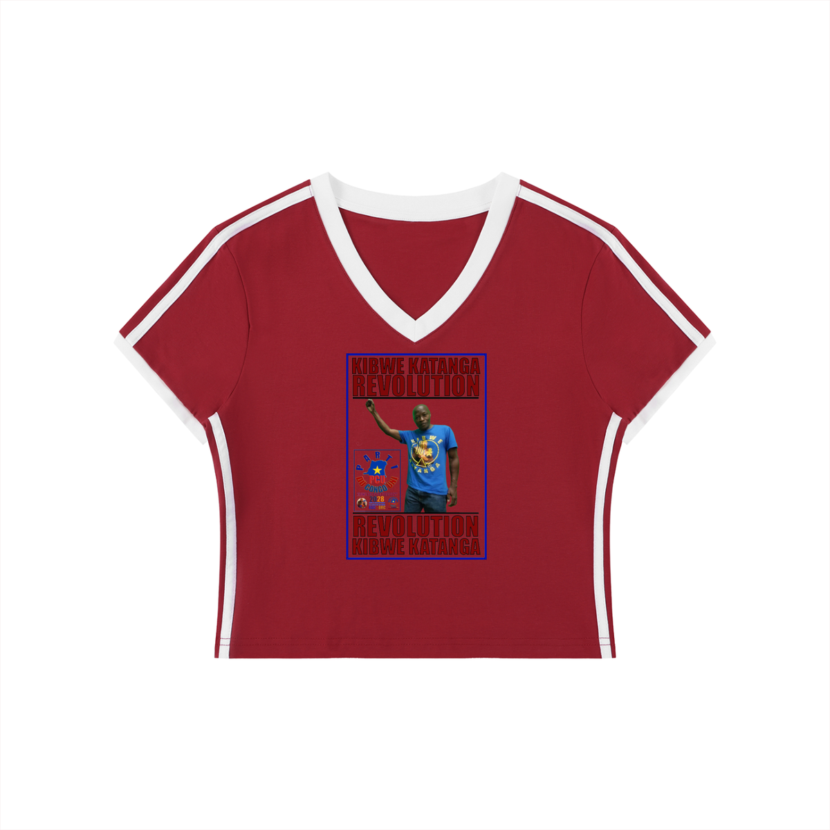 Women's V-Neck Ringer Crop T-Shirt