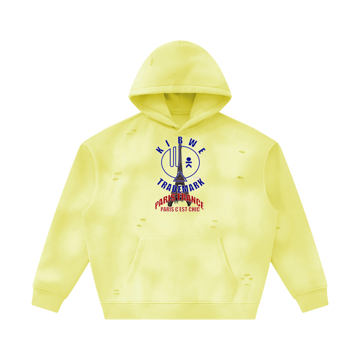 Unisex Sunfade Frayed Fleece Hoodie