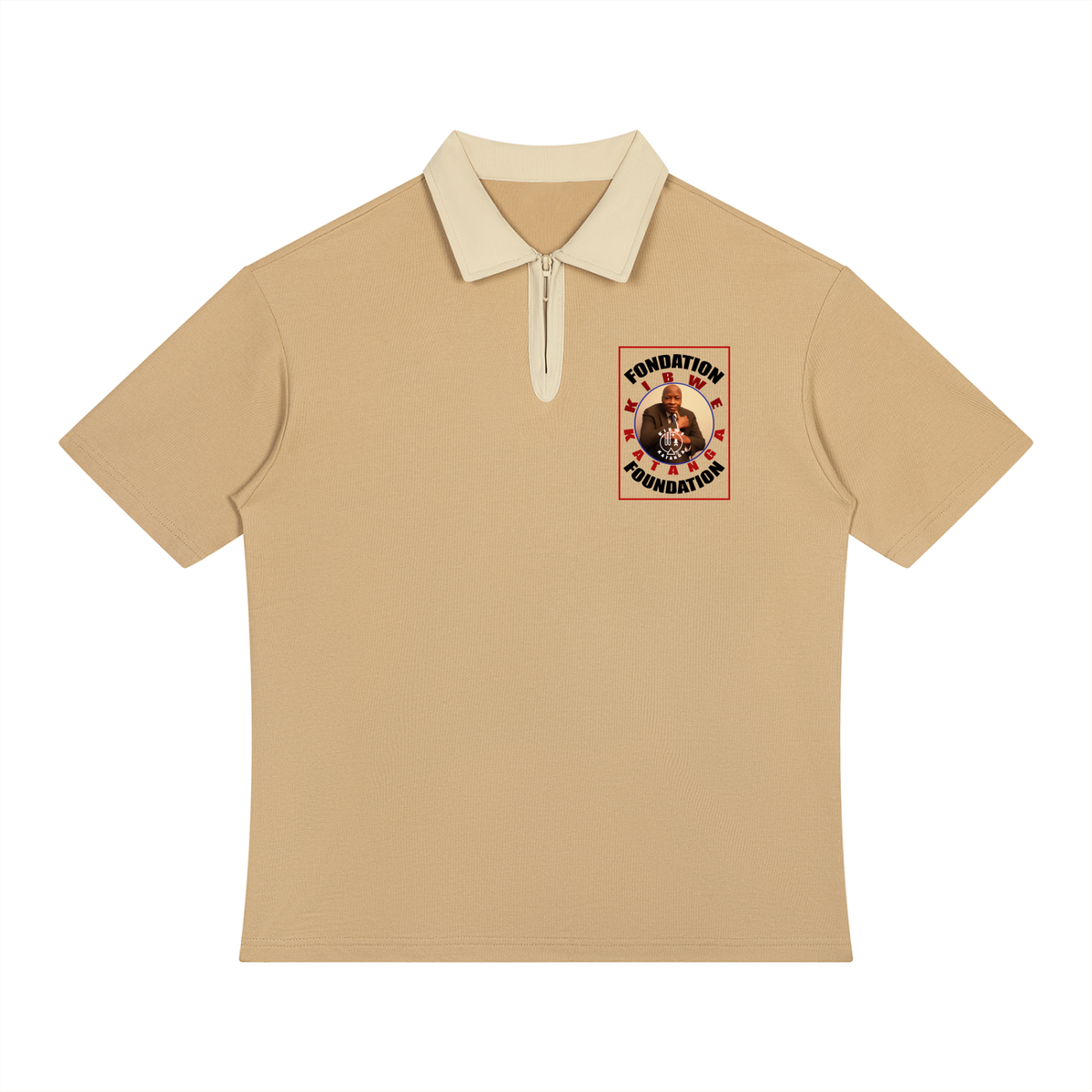 Unisex Color Block Quarter-Zip Polo Shirt