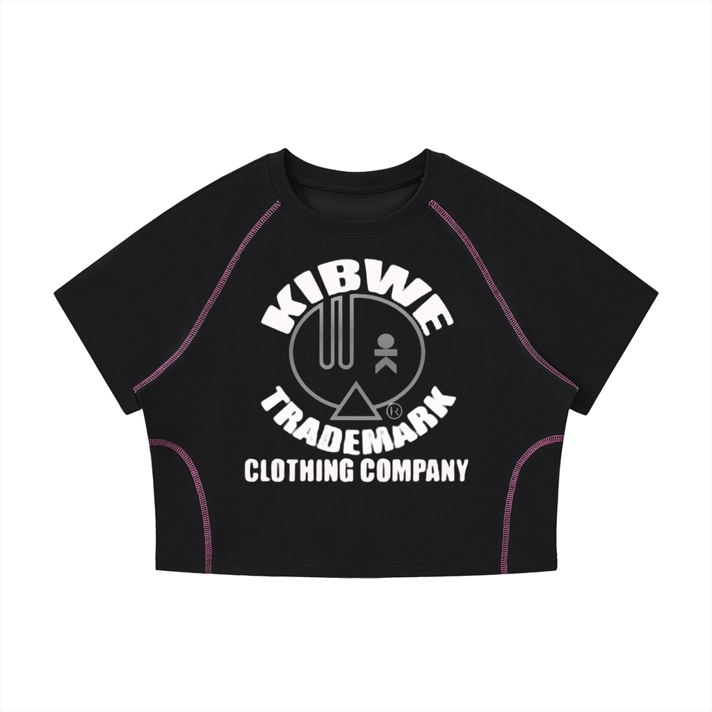Women's Contrast Stitch Raglan Crop T-Shirt