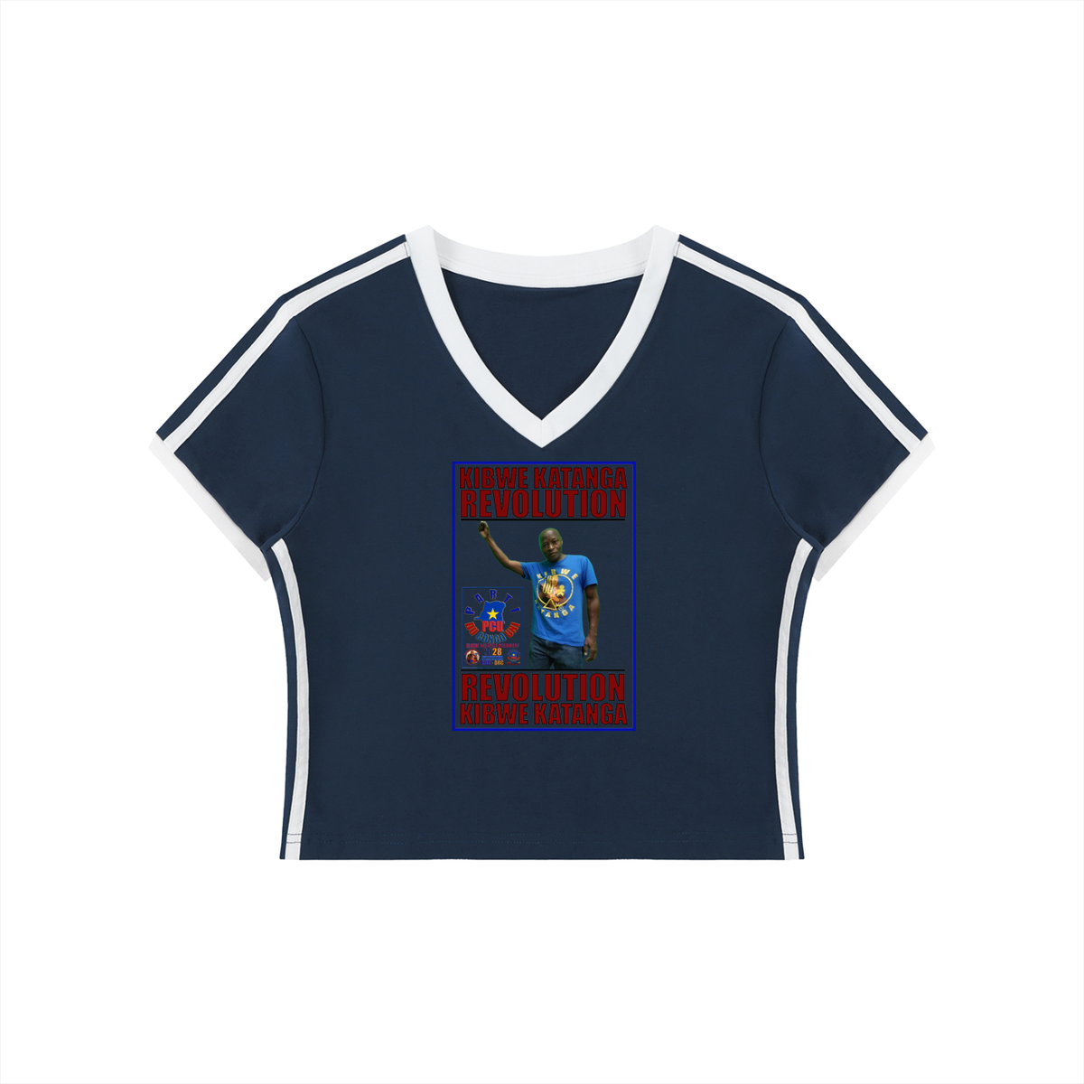 Women's V-Neck Ringer Crop T-Shirt