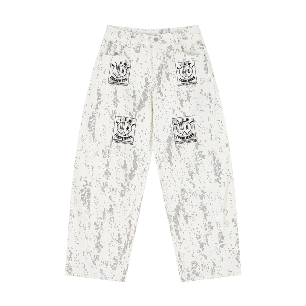 Women's Splatter Barrel Leg Jeans