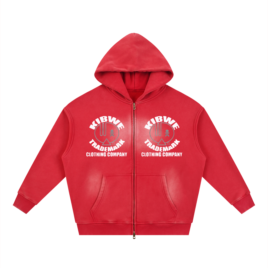 Sunfade Two-way Zipper Boxy Fleece Hoodie
