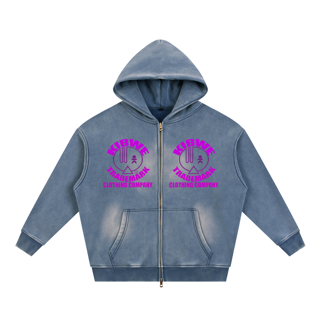 Sunfade Two-way Zipper Boxy Fleece Hoodie
