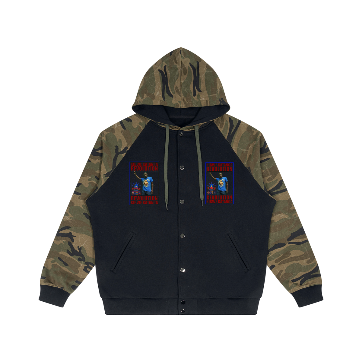 Unisex Camo-Splice Raglan Zip Hoodie
