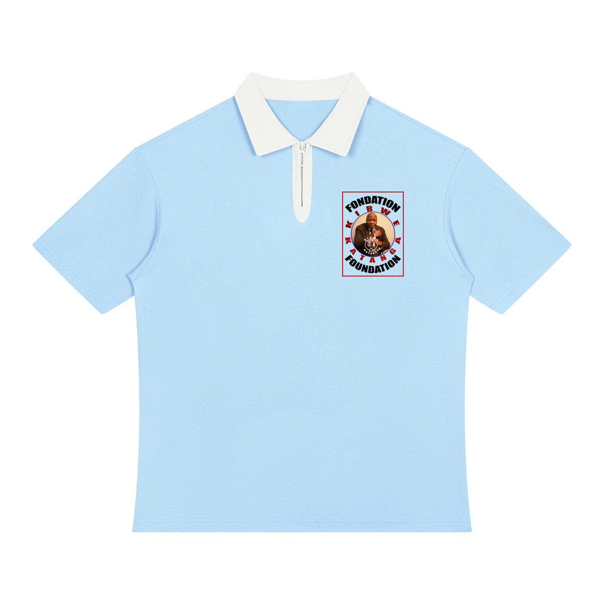 Unisex Color Block Quarter-Zip Polo Shirt