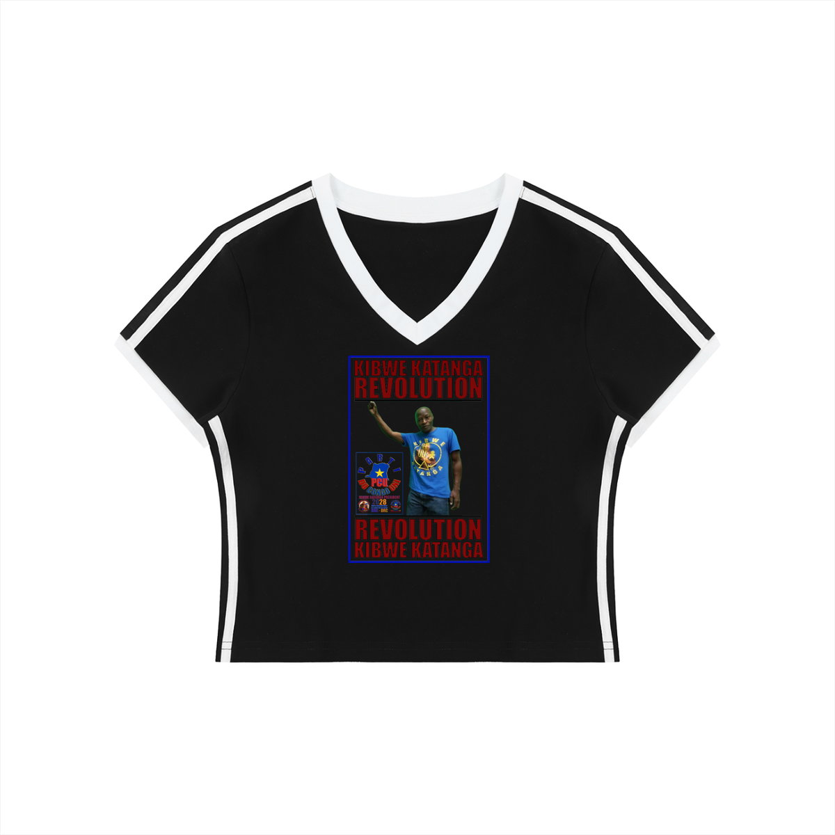 Women's V-Neck Ringer Crop T-Shirt