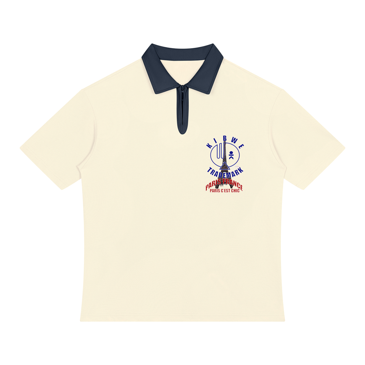 Unisex Color Block Quarter-Zip Polo Shirt