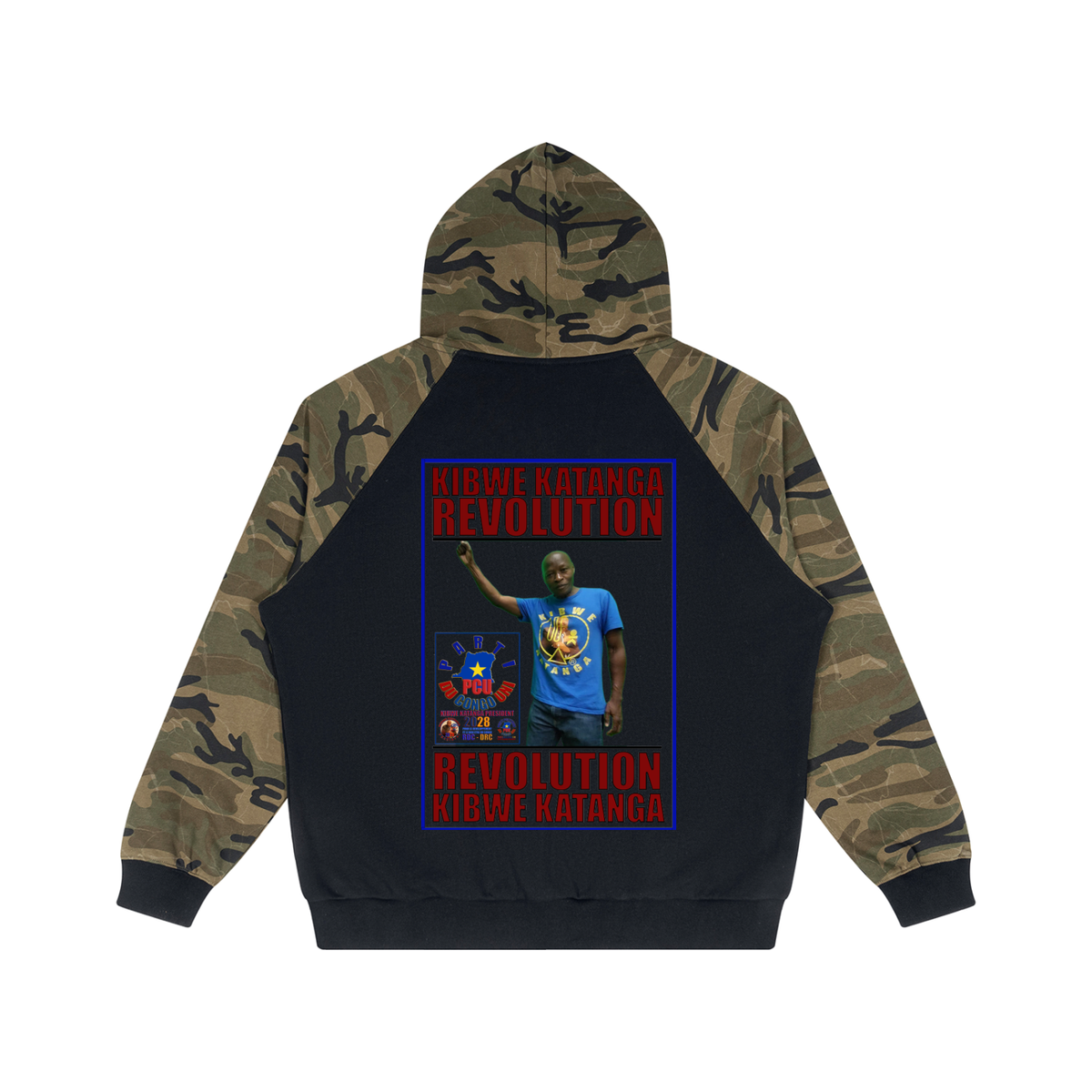 Unisex Camo-Splice Raglan Zip Hoodie