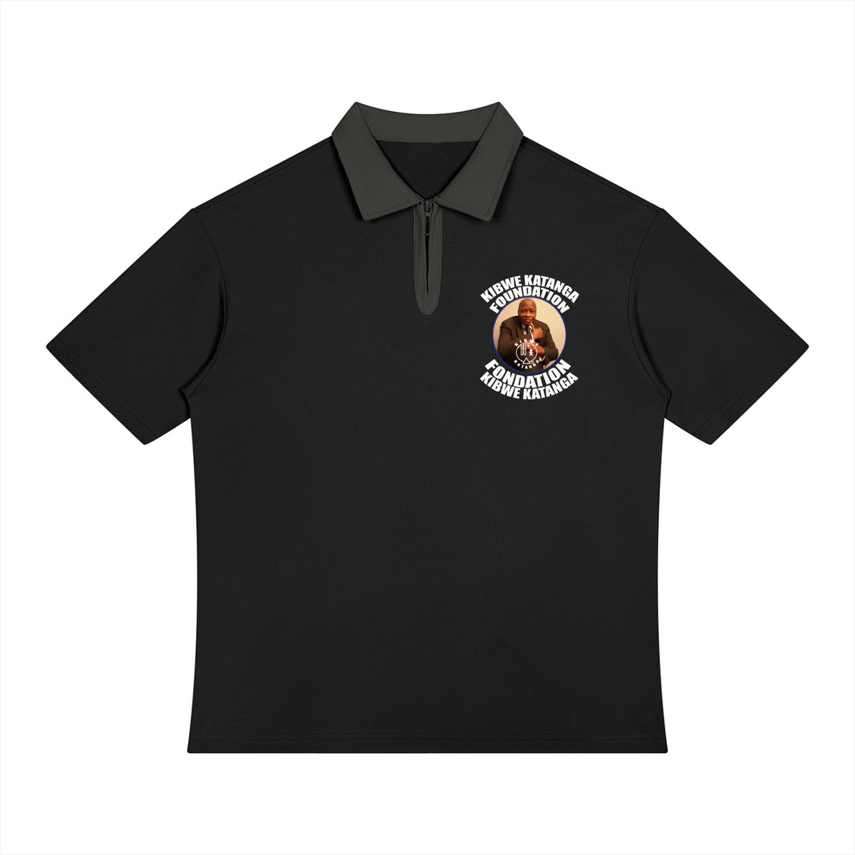 Unisex Color Block Quarter-Zip Polo Shirt