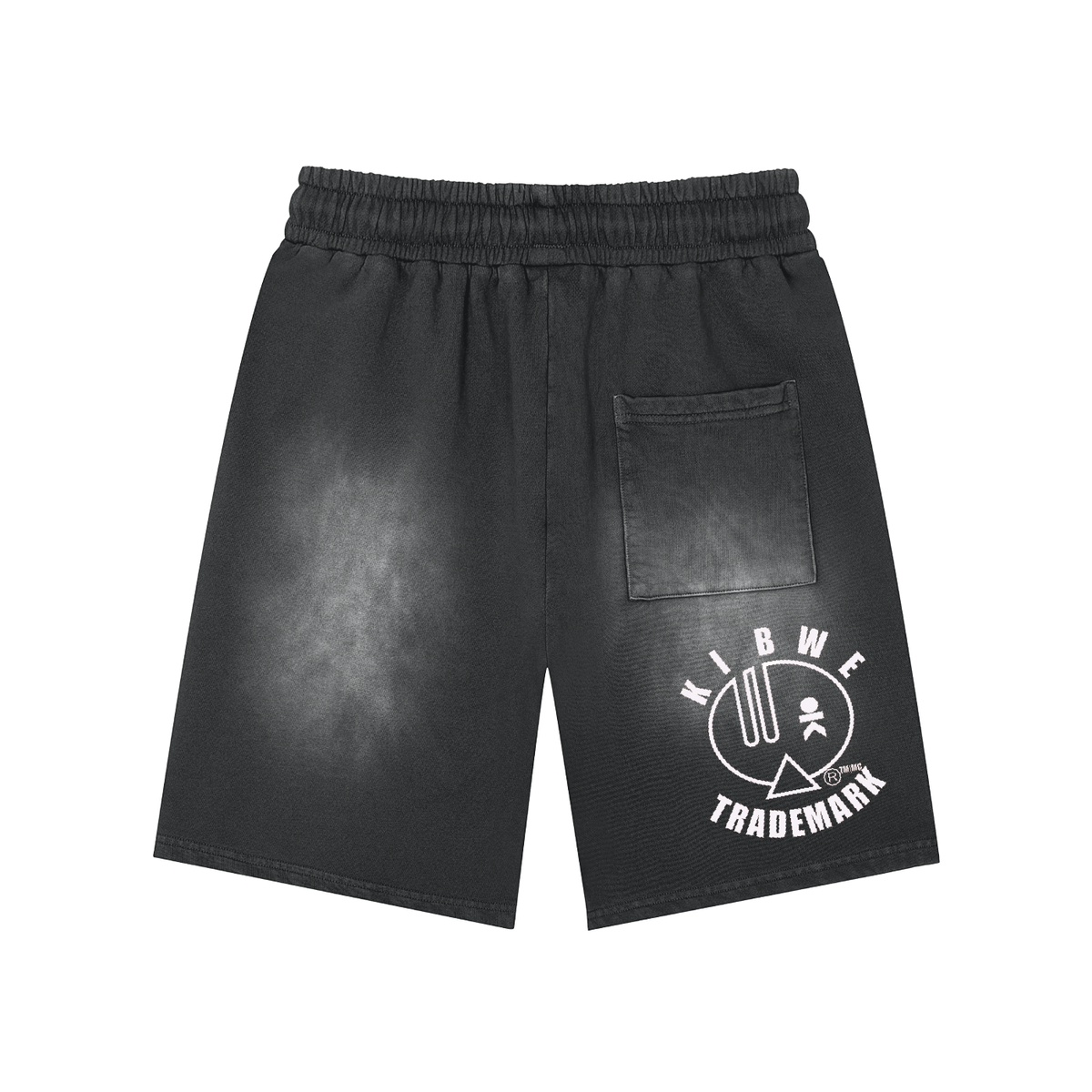 Rectangle Patch Monkey Washed Shorts