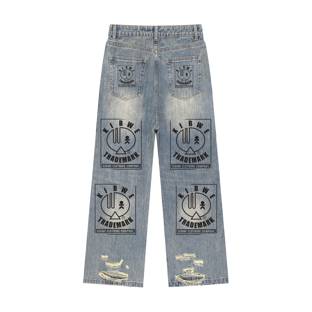Vintage Wash Distressed Denim Jeans