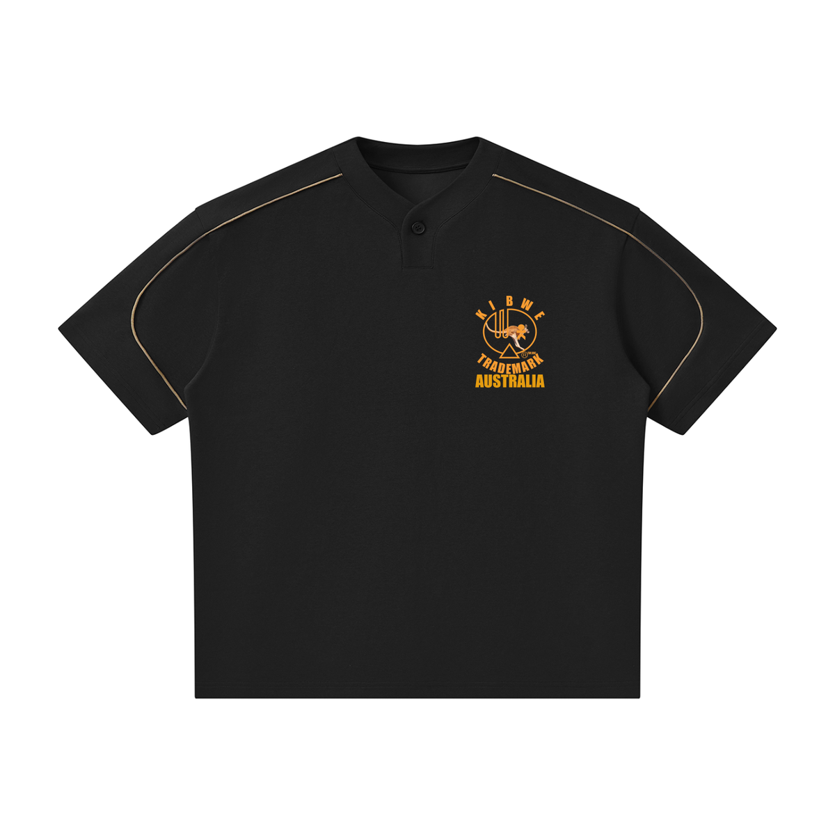 Unisex Oversized Piping Henley T-Shirt