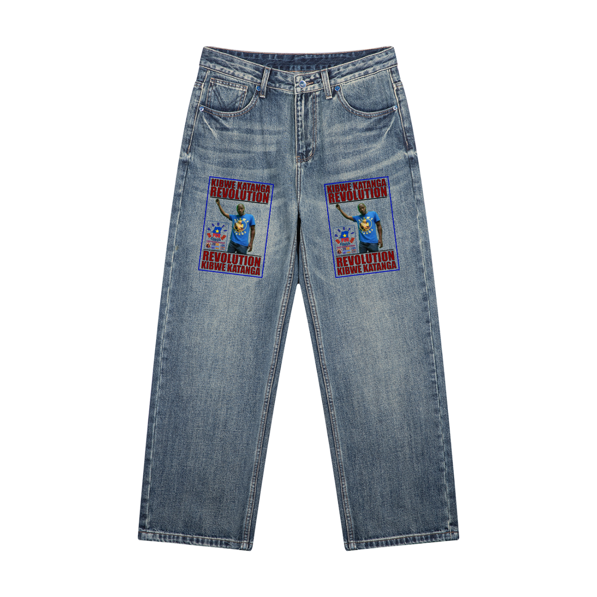 Men's Vintage Wash Straight Leg Denim Jeans