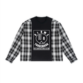 Unisex Plaid Panel Long Sleeve T-Shirt
