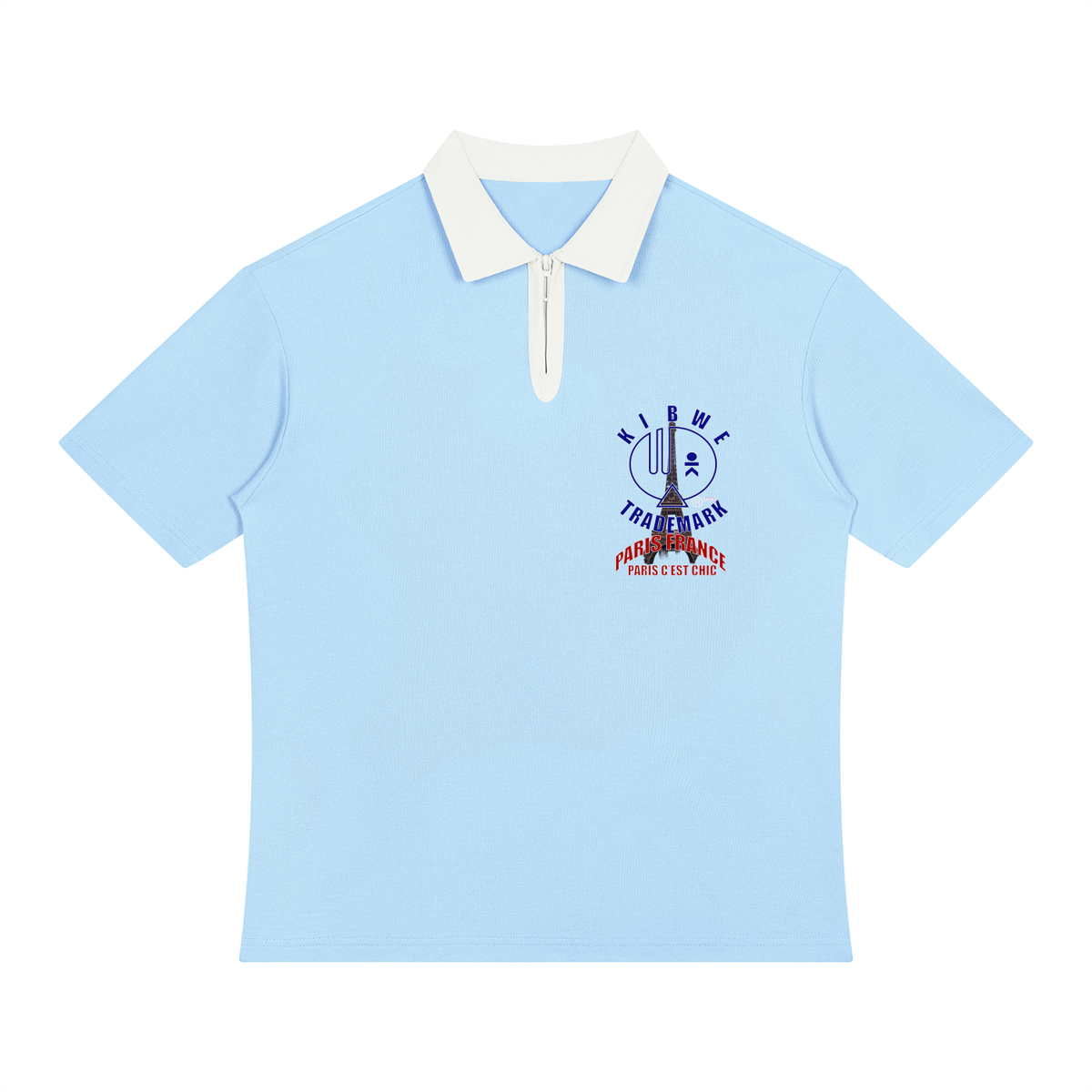 Unisex Color Block Quarter-Zip Polo Shirt