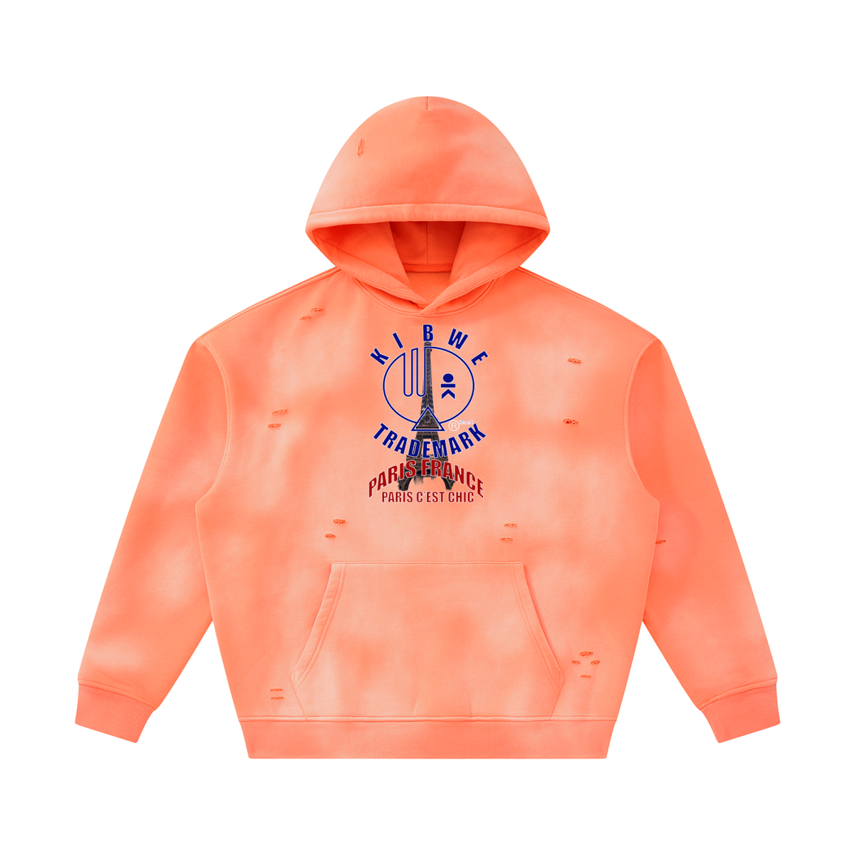 Unisex Sunfade Frayed Fleece Hoodie