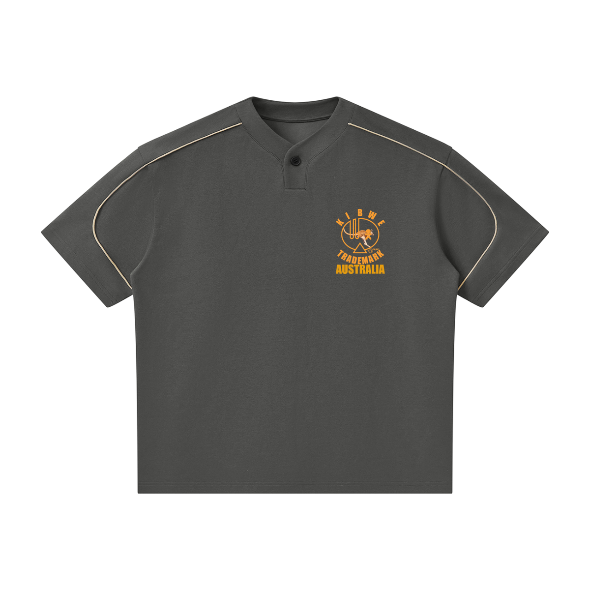 Unisex Oversized Piping Henley T-Shirt