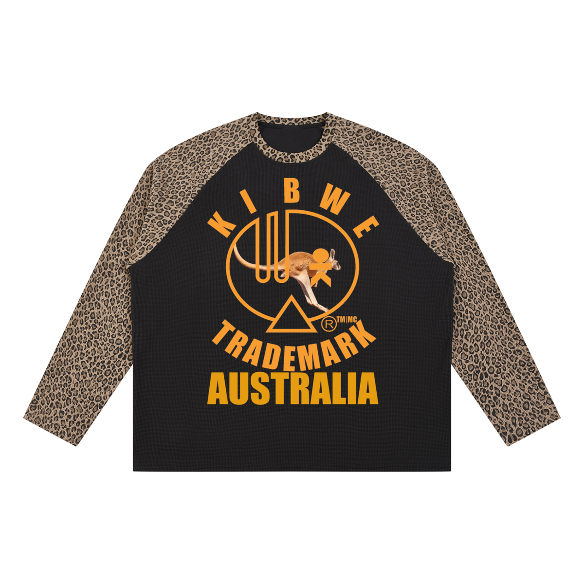 Unisex Leopard Panel Raglan Sleeve T-Shirt