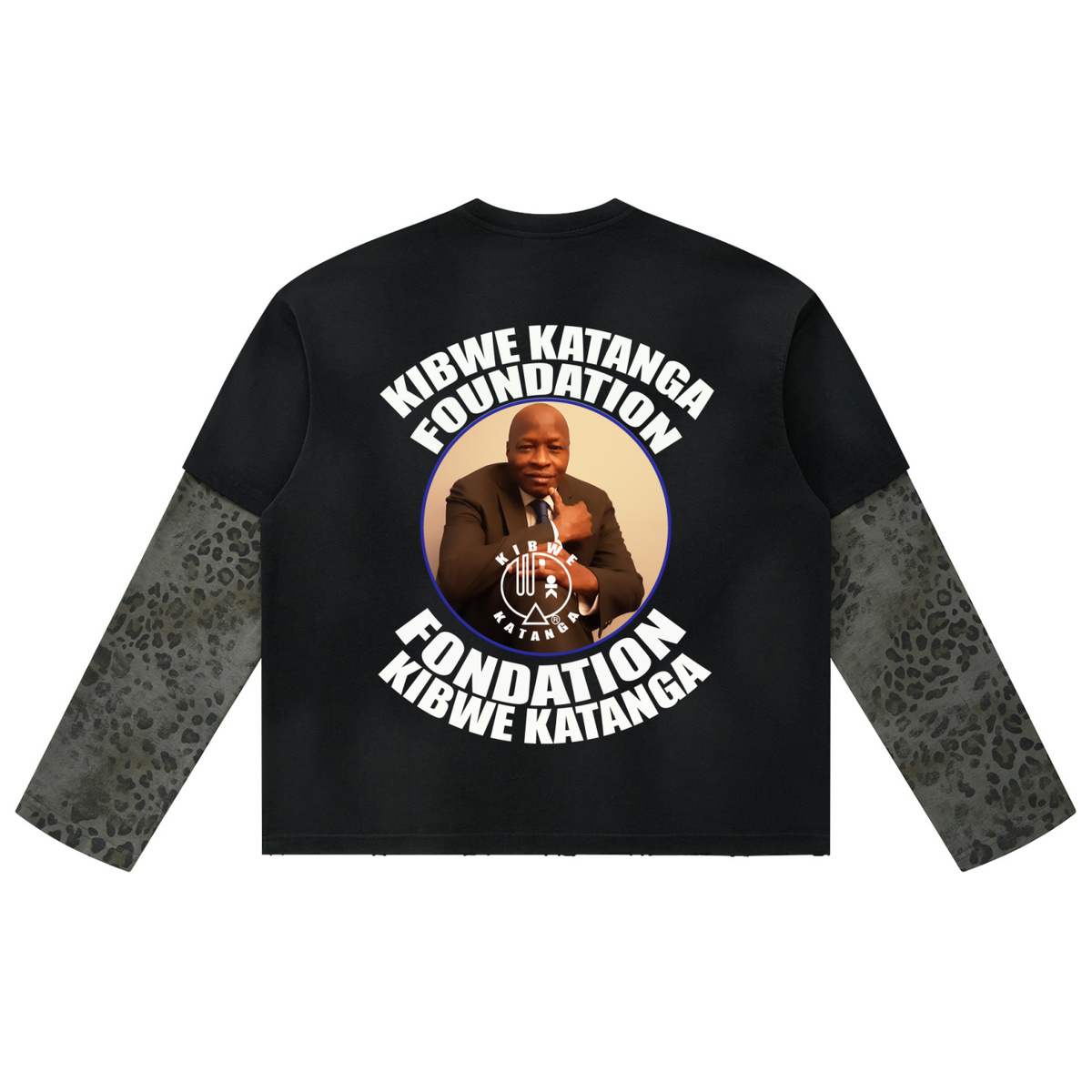 Unisex Vintage Wash Leopard Paneled Layer T-Shirt