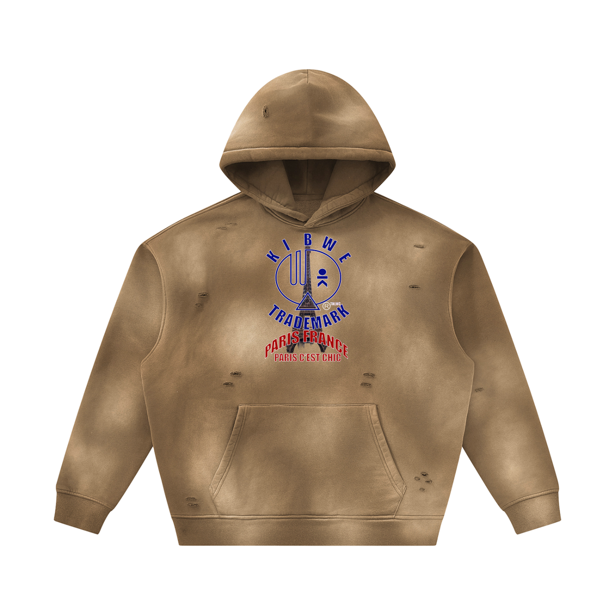 Unisex Sunfade Frayed Fleece Hoodie