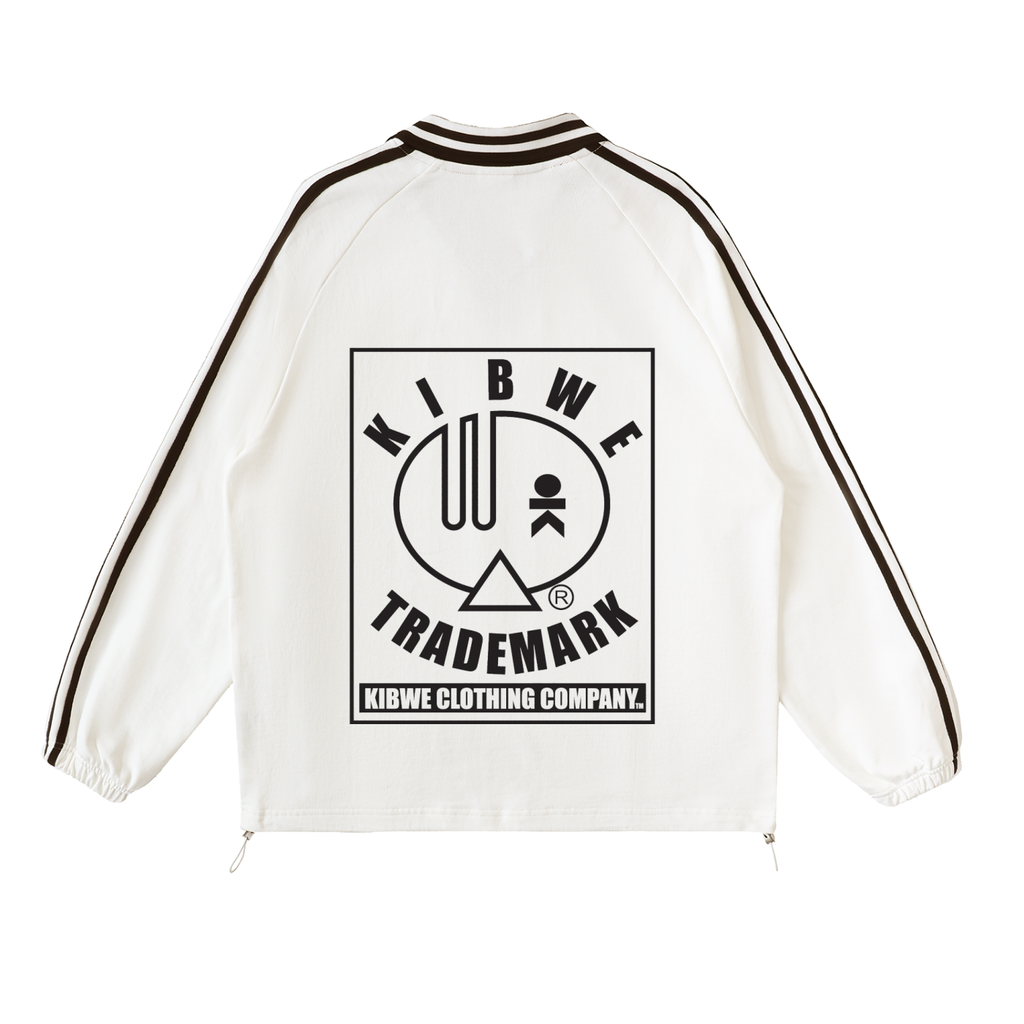 Contrast Striped Lapel Collar Sweatshirt