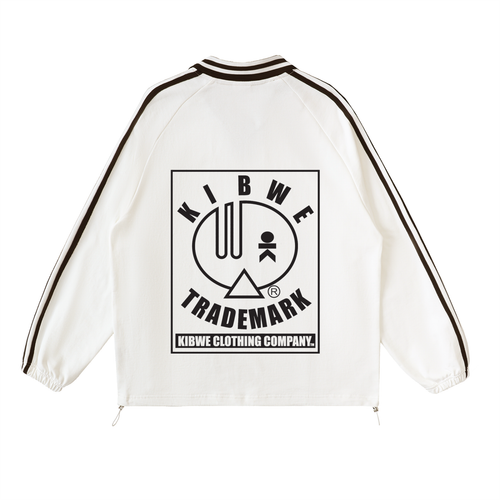 Contrast Striped Lapel Collar Sweatshirt