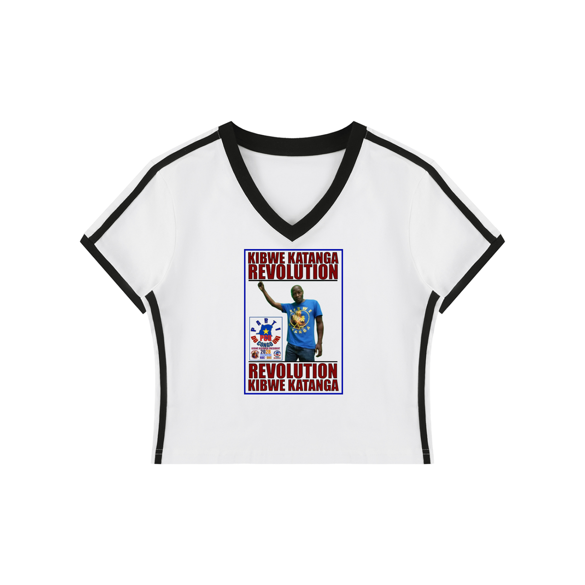 Women's V-Neck Ringer Crop T-Shirt