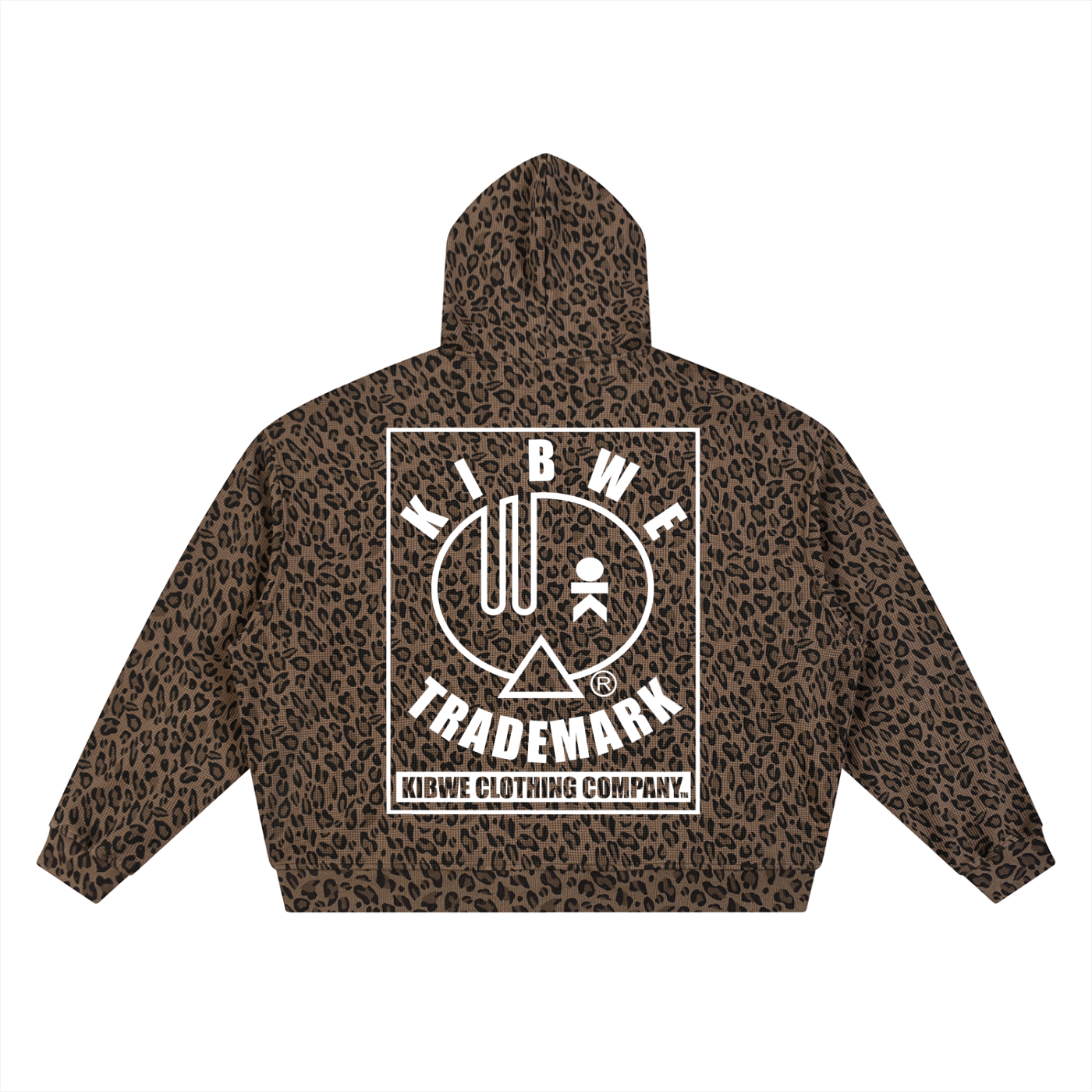 Unisex Leopard Print Waffle Full Zip Hoodie