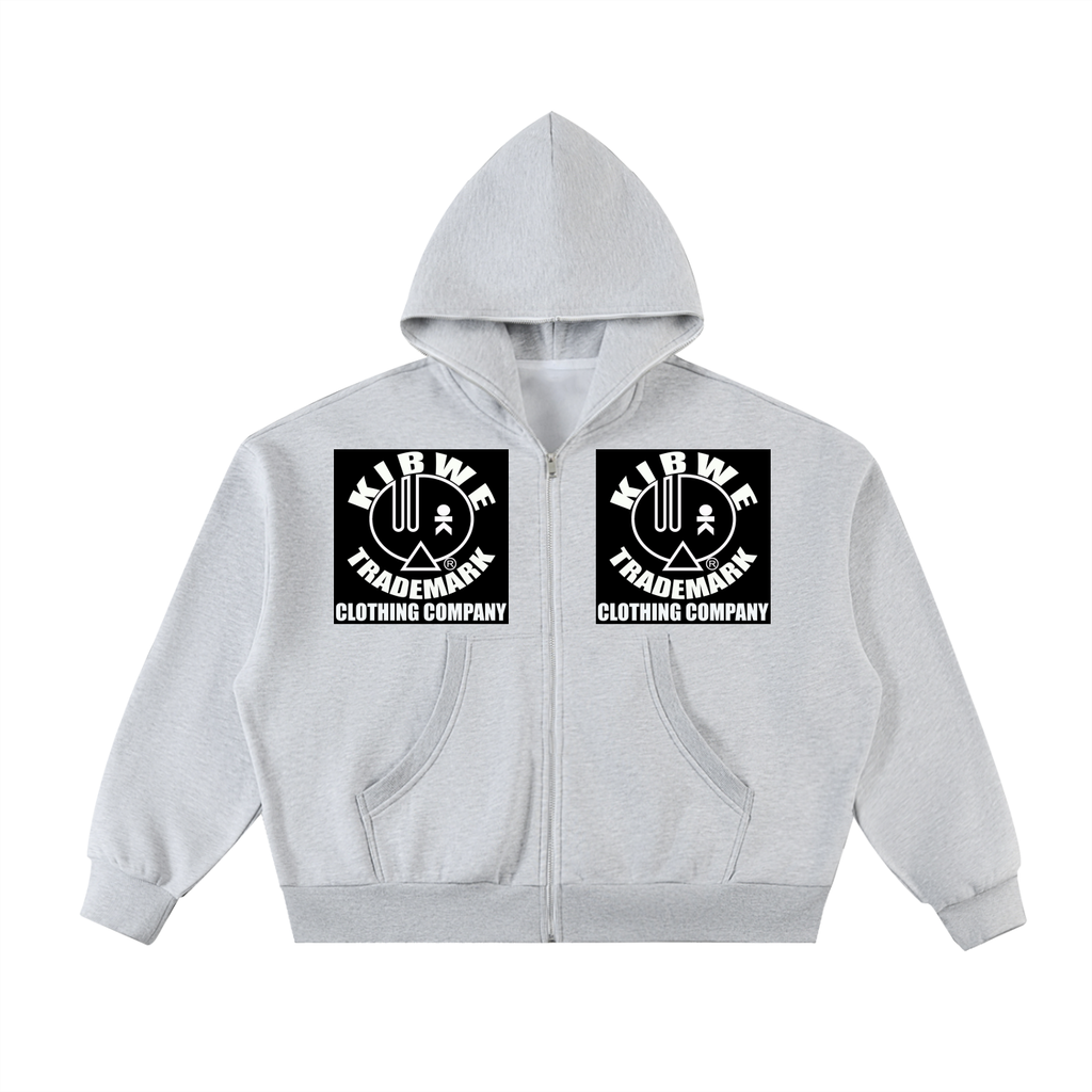 Fleeced Full-Zip Boxy Hoodie