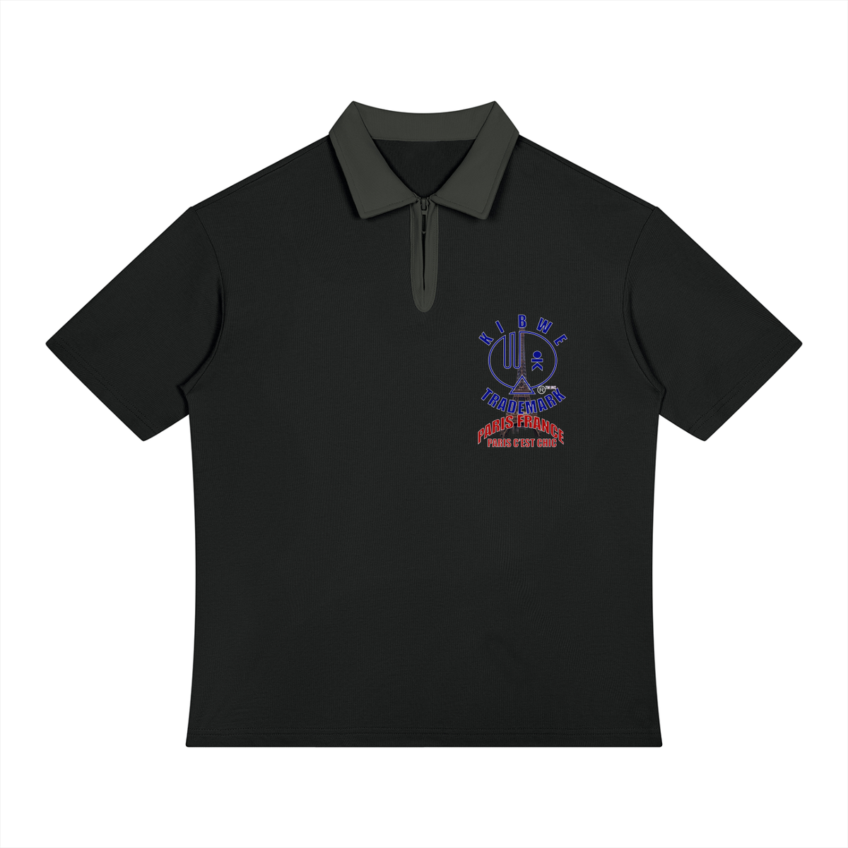 Unisex Color Block Quarter-Zip Polo Shirt