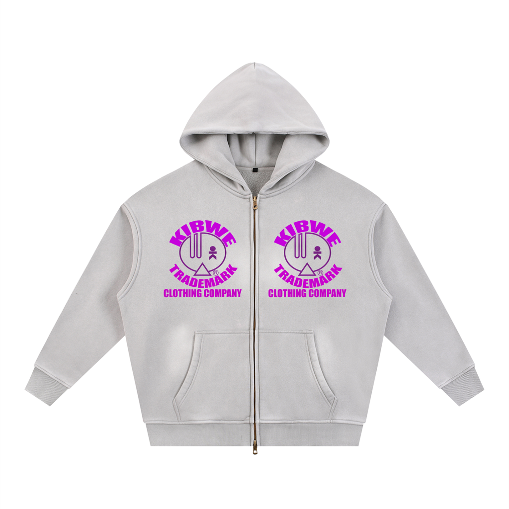 Sunfade Two-way Zipper Boxy Fleece Hoodie