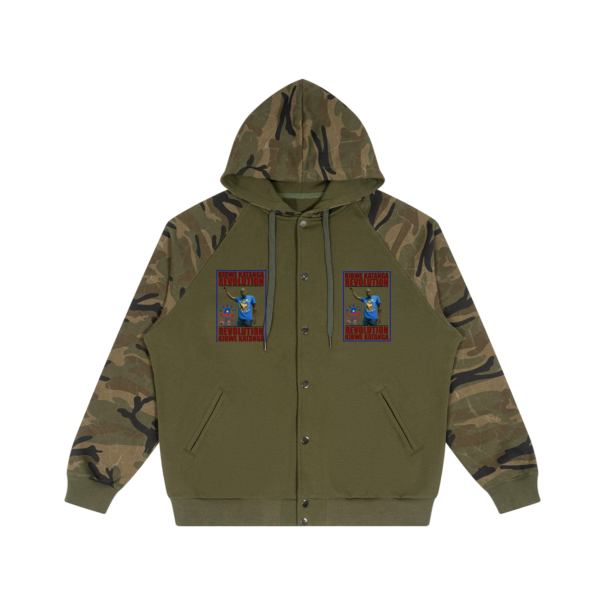 Unisex Camo-Splice Raglan Zip Hoodie