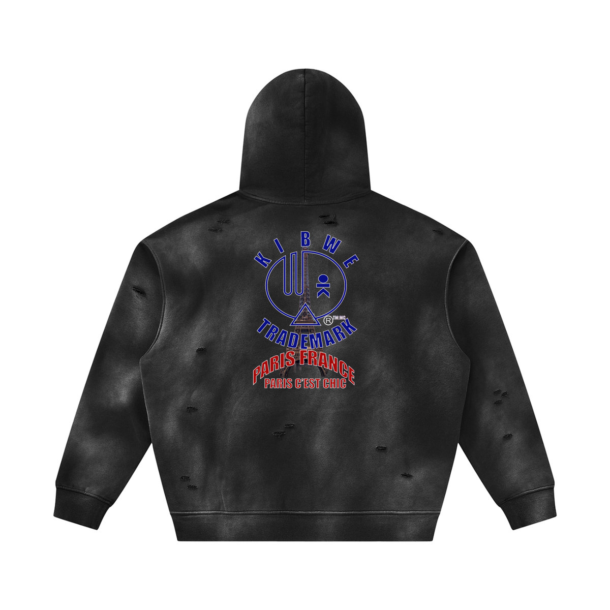 Unisex Sunfade Frayed Fleece Hoodie