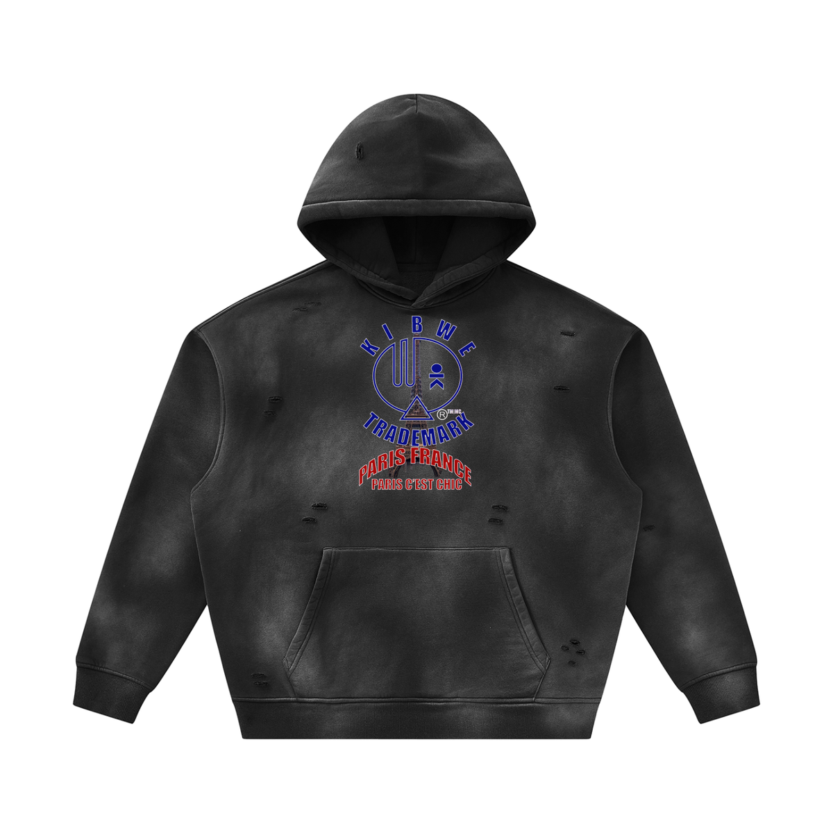 Unisex Sunfade Frayed Fleece Hoodie