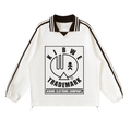 Contrast Striped Lapel Collar Sweatshirt
